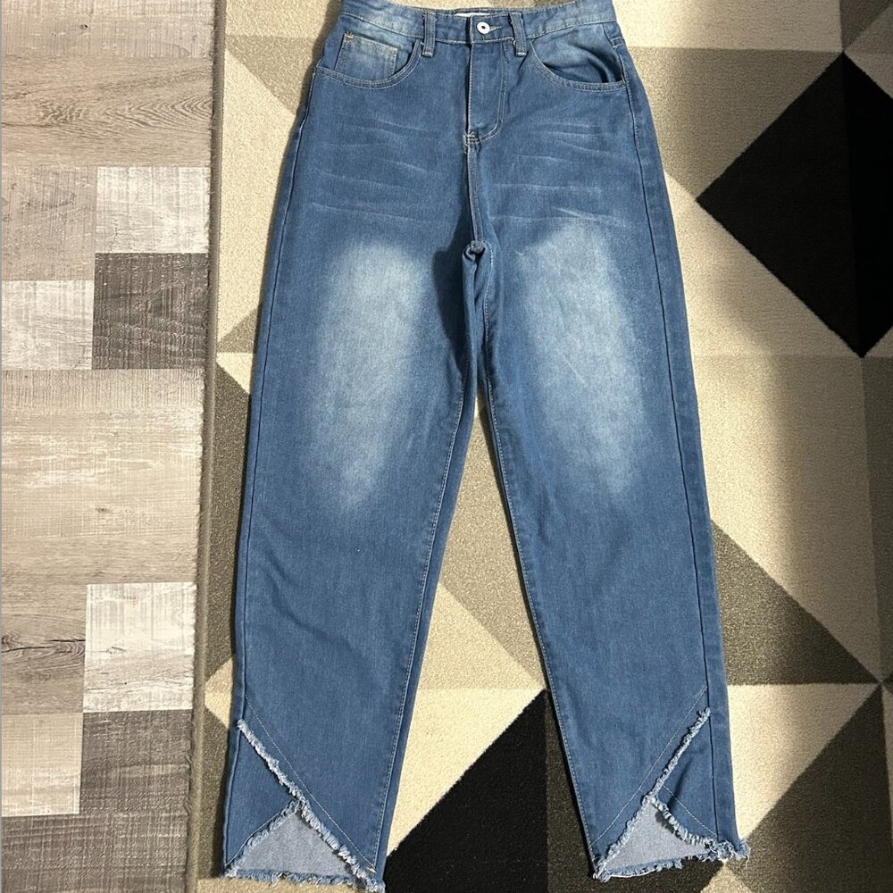 MISSLOOK High Rise Frayed Tulip Hem Jeans Women's Size‎ S